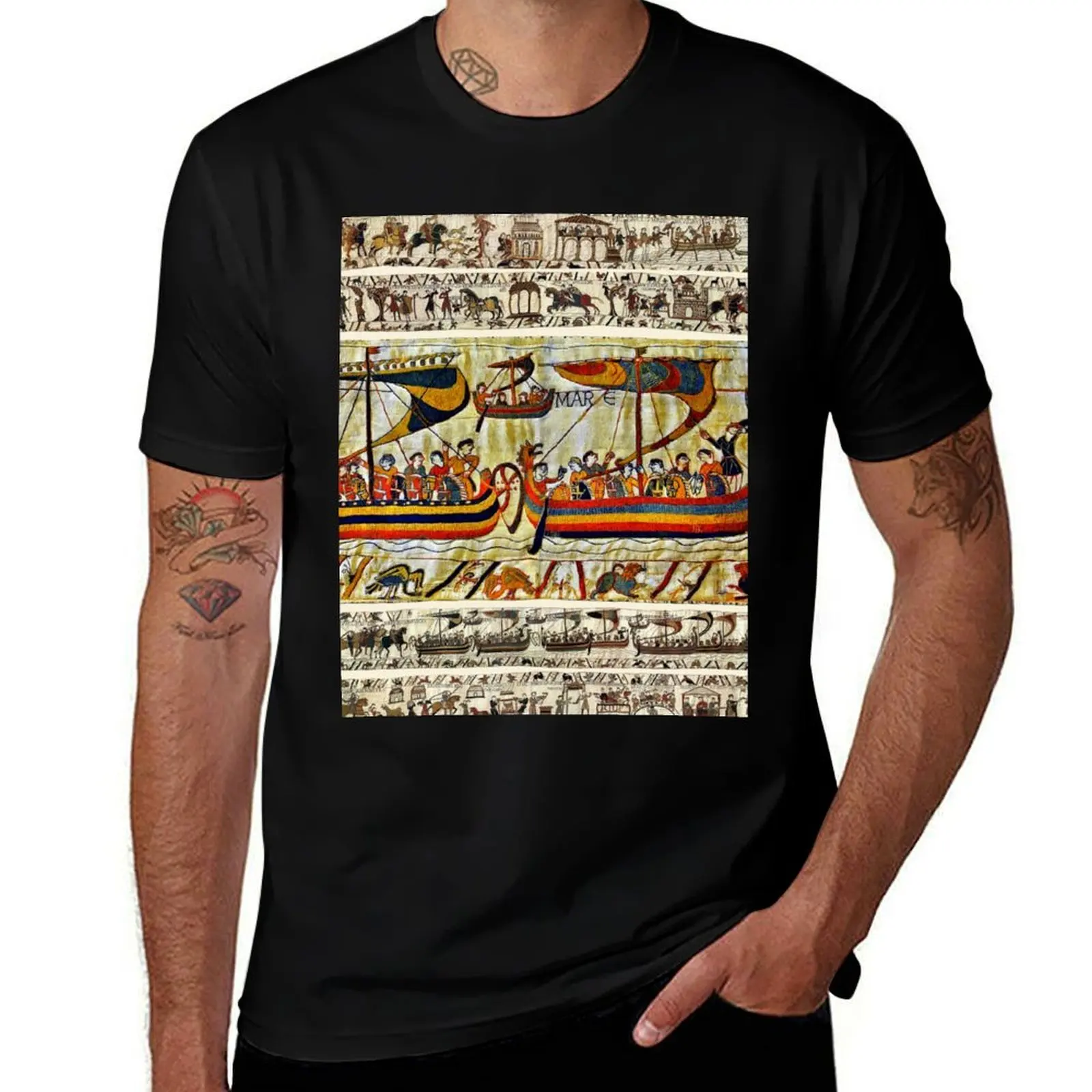 

THE BAYEUX TAPESTRY ,VIKING SHIPS T-Shirt funny t shirts man mens graphic t shirts t shirts for man cotton soft T-Shirt