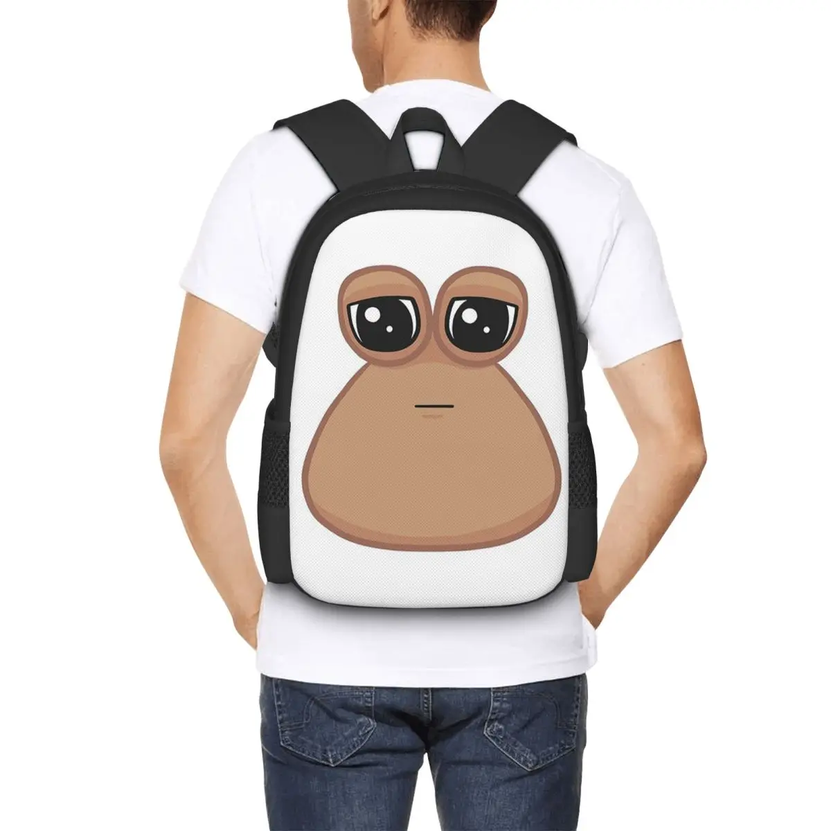 Sad Cute Little Cursed Pou Backpack Hot Sale Daypack Large Capacity Kids BookBag School Bag Shoulder Bags for Men Women