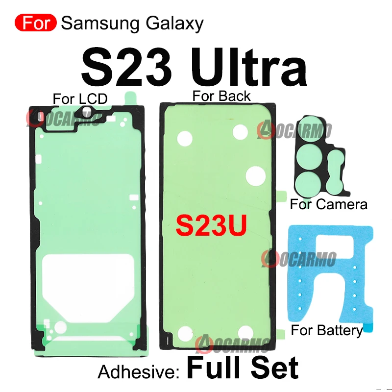 Zestaw naprawczy do Samsung Galaxy S23 Ultra Plus S23+ S23FE S23U: klej do przedniego ekranu LCD i tylna obudowa baterii, pełne naklejki zamienne. — zdjęcie 6