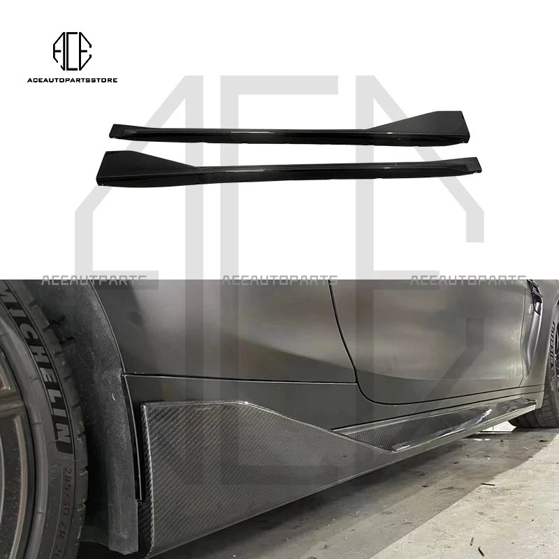 For BMW M3/M4 G80 G81 G82 G83 Dry Carbon Fiber Side Skirts M Performance style Body Kit