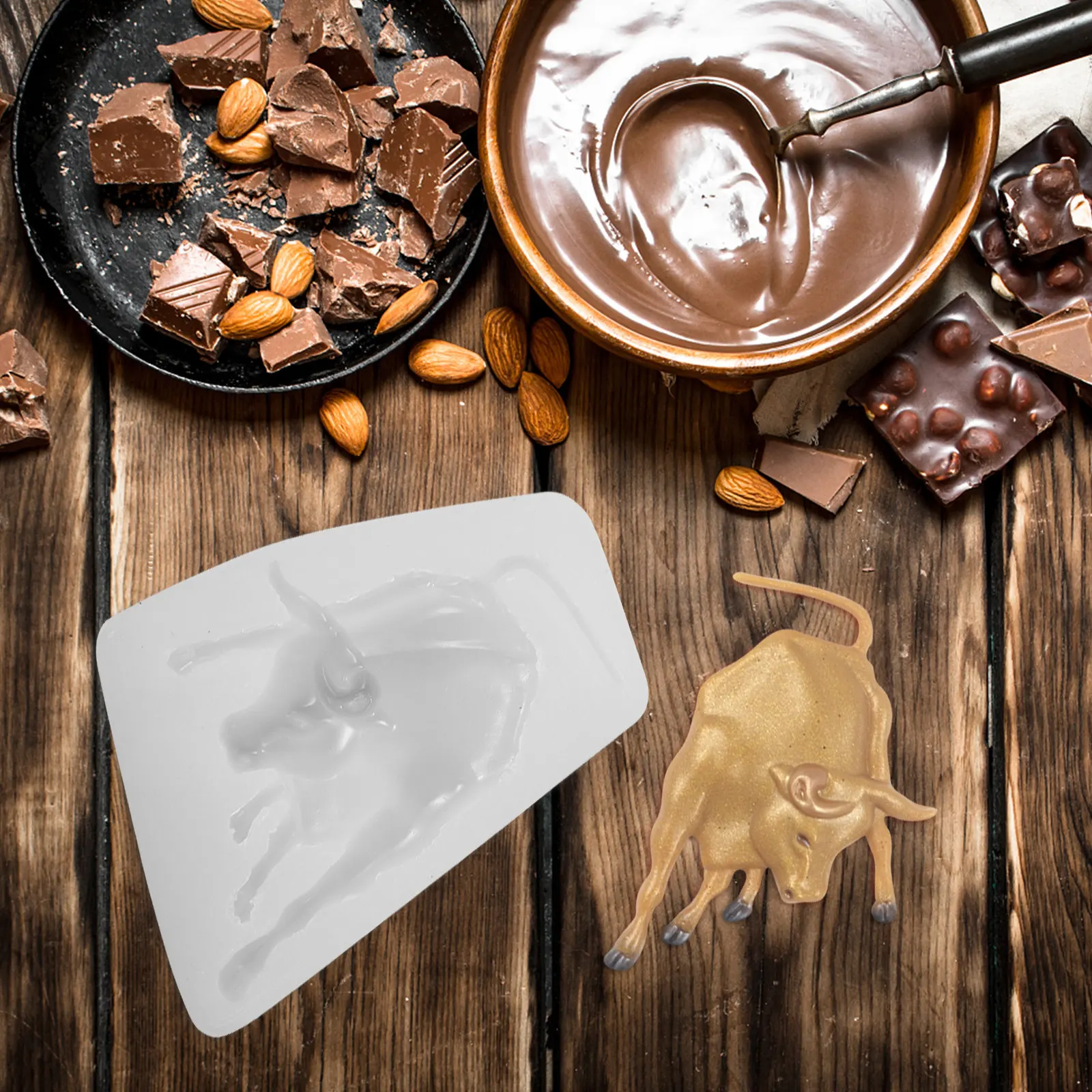 

1 шт. силиконовая форма для выпечки в виде быка, форма для шоколада, для фондана, инструмент для DIY выпечки печенья, пончиков, бисквитов