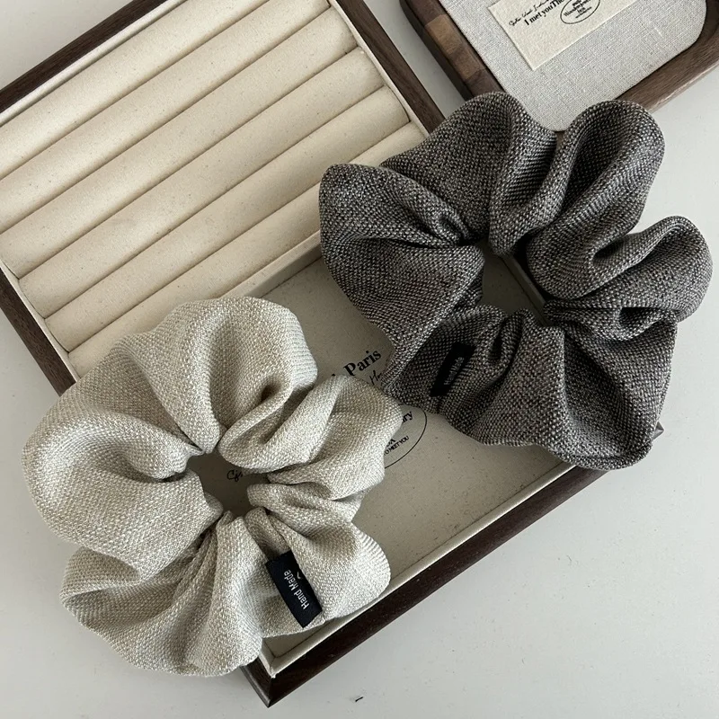 Vintage Scrunchie Women Cotton Linen Elastic Hair Bands Elegant Scrunches Fashion Hair Tie Ponytail Hair Accessories