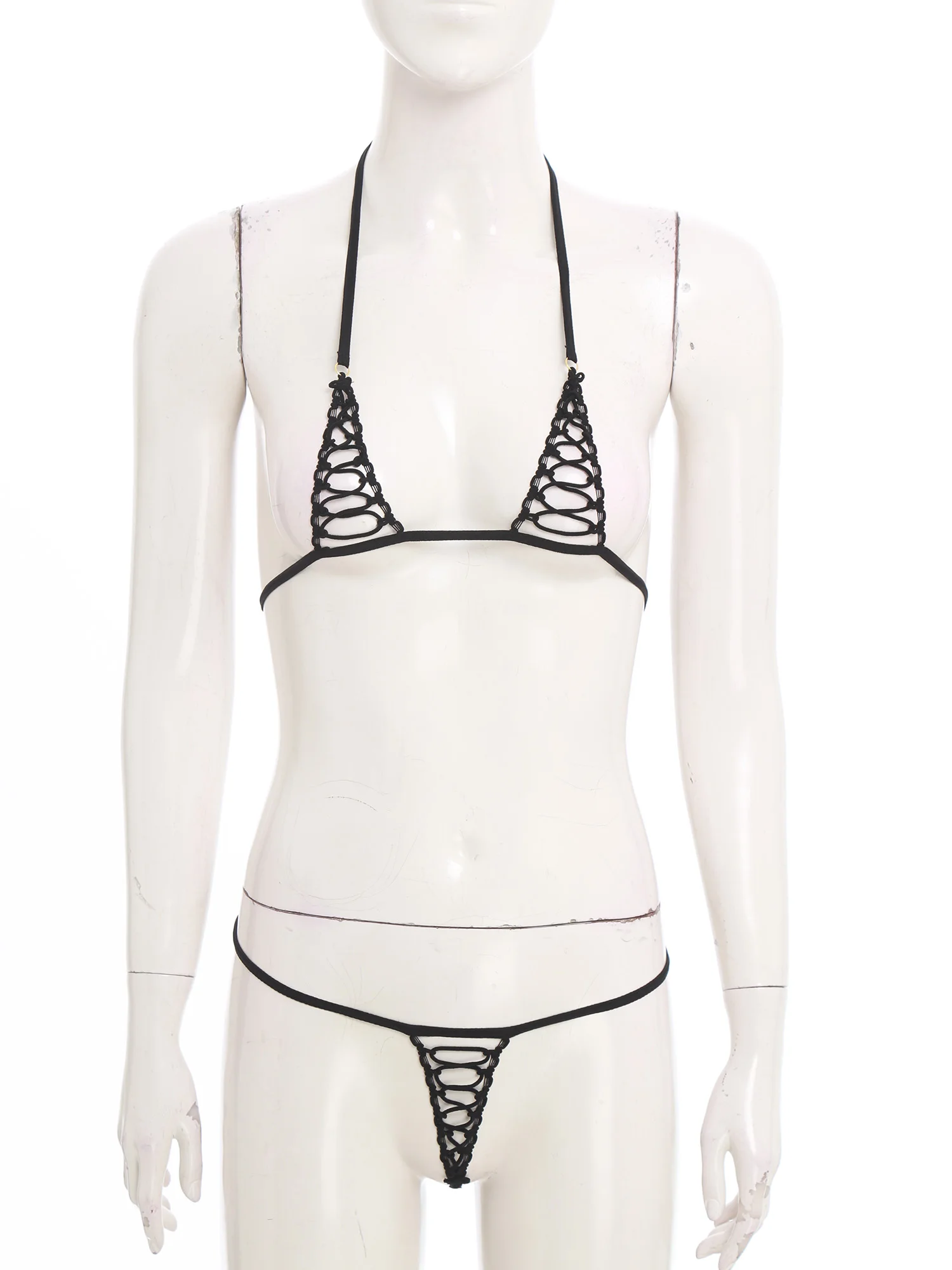 

Adult Women Temptation Lingerie Bra with Thongs Sets Nipple Hollow Out Bra with Mini G-string Thongs for Erotic Role Play Outfit