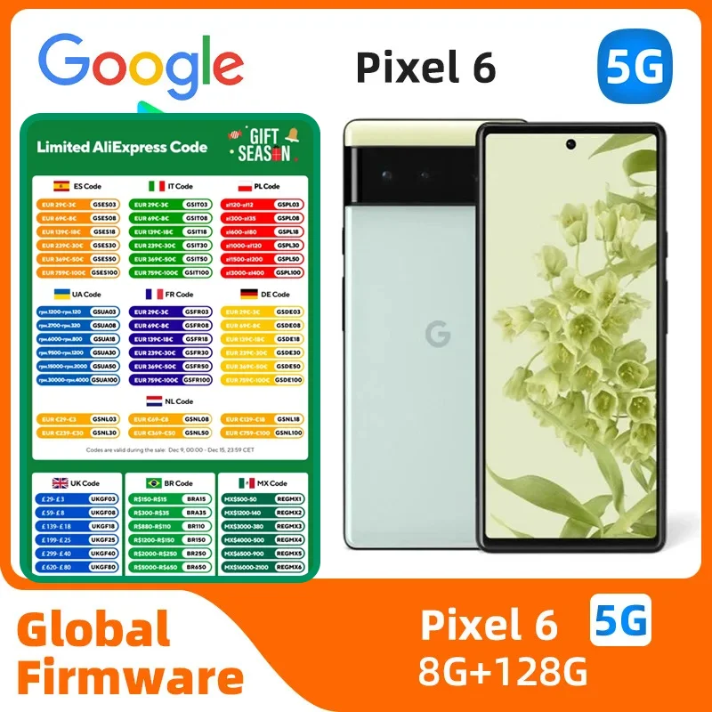 Google Pixel6 5G Smartphone Cpu Google Tensor Batterijcapaciteit 4614Mah 50mp Cameraoriginal Gebruikte Telefoon