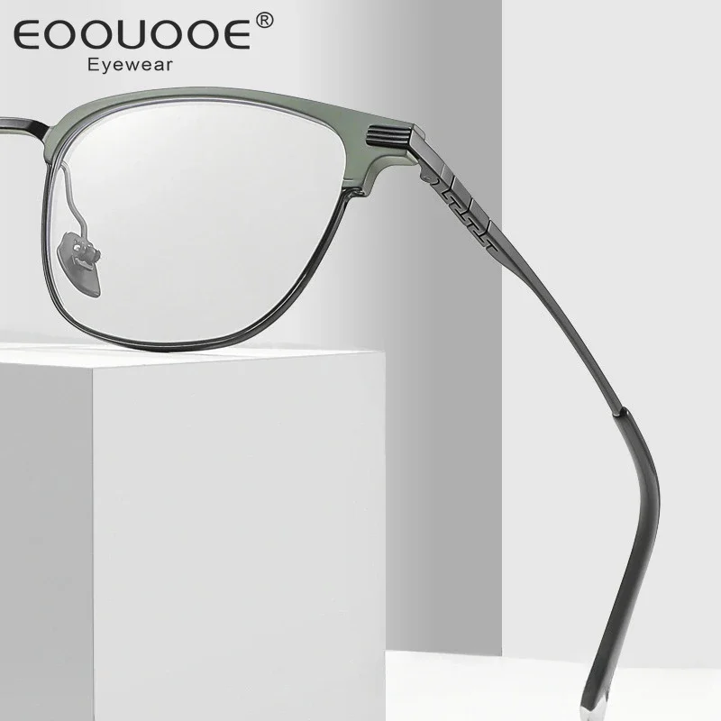 EOOUOOE High End Fashion Retro Square Business Titanium Eyewear Optical Prescription Luxury Eyeglasses Frame Men 7050