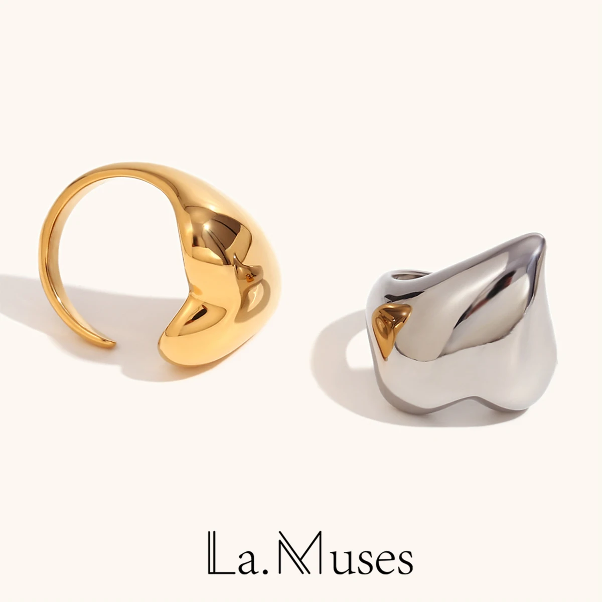 La.Muses Smooth Love Anelli aperti laterali in acciaio inossidabile per gioielli da donna Gioielli e accessori da indossare ogni giorno impermeabili