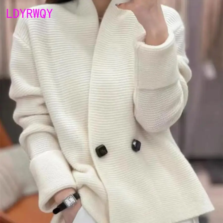 New Knitted Cardigan Sweater Women\'s 2023 Autumn/Winter Korean Solid Color Loose and Simple Knitted Shirt Top