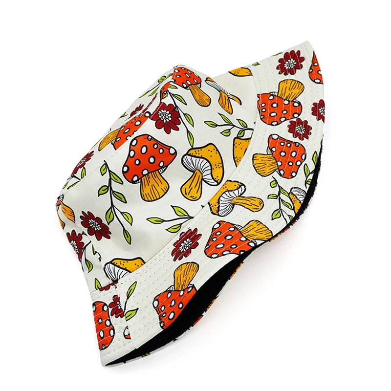 Bocca Cartoon Mushroom Printing Bucket Hat Colorful Pattern Fisherman Hats Double Sides Panama Cap Unisex Hot Selling New Style