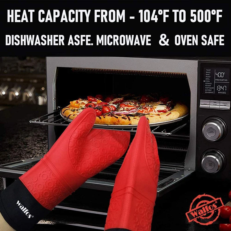 WALFOS-guante de silicona resistente al calor para barbacoa, guante de cocina con dedo, guantes domésticos para cocinar y hornear, 1 pieza