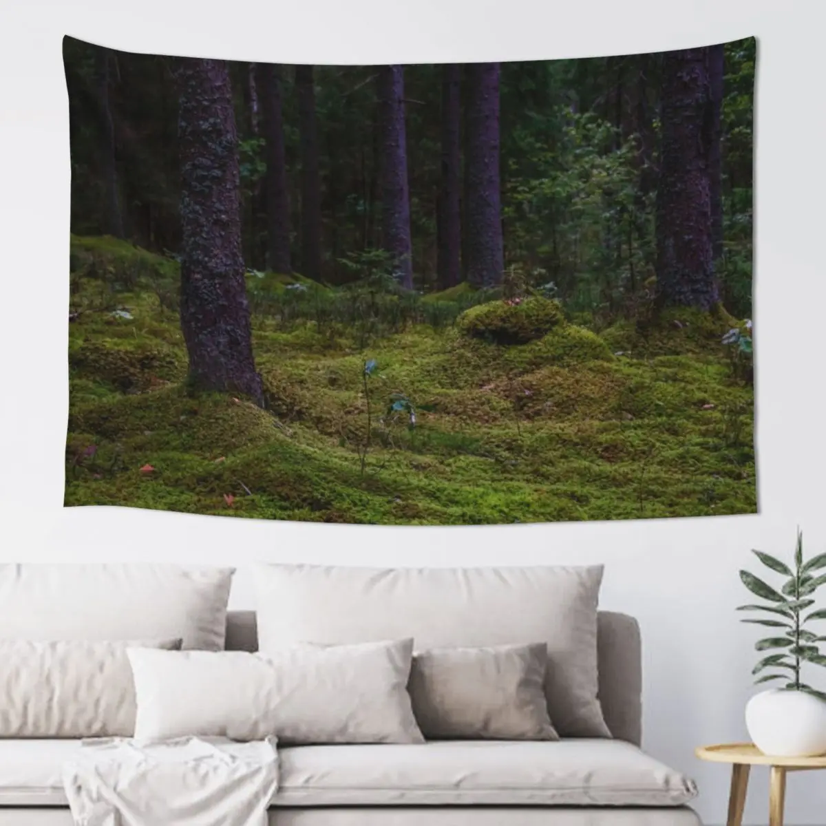 

Deep, Dark Green Forest In Latvia Tapestry Christmas Decoration Room Decor Aesthetic Tapestry