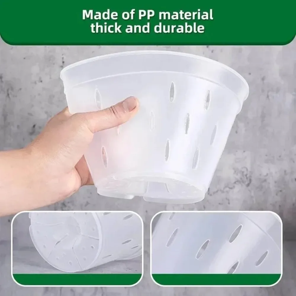 5 Inch Pot Garden Supplies Transparent, Reusable Plastic Pot with Side Hole Tray for Flowers for A Wide Range of Applications