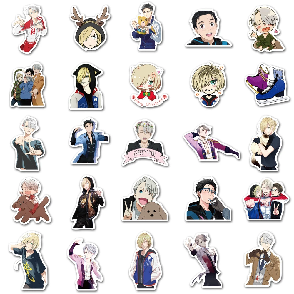 10/30/50/100pcs Cartoon Yuri On Ice Stickers Anime DIY Stationery Laptop Luggage Guitar Cool Waterproof Graffiti Sticker Kid Toy