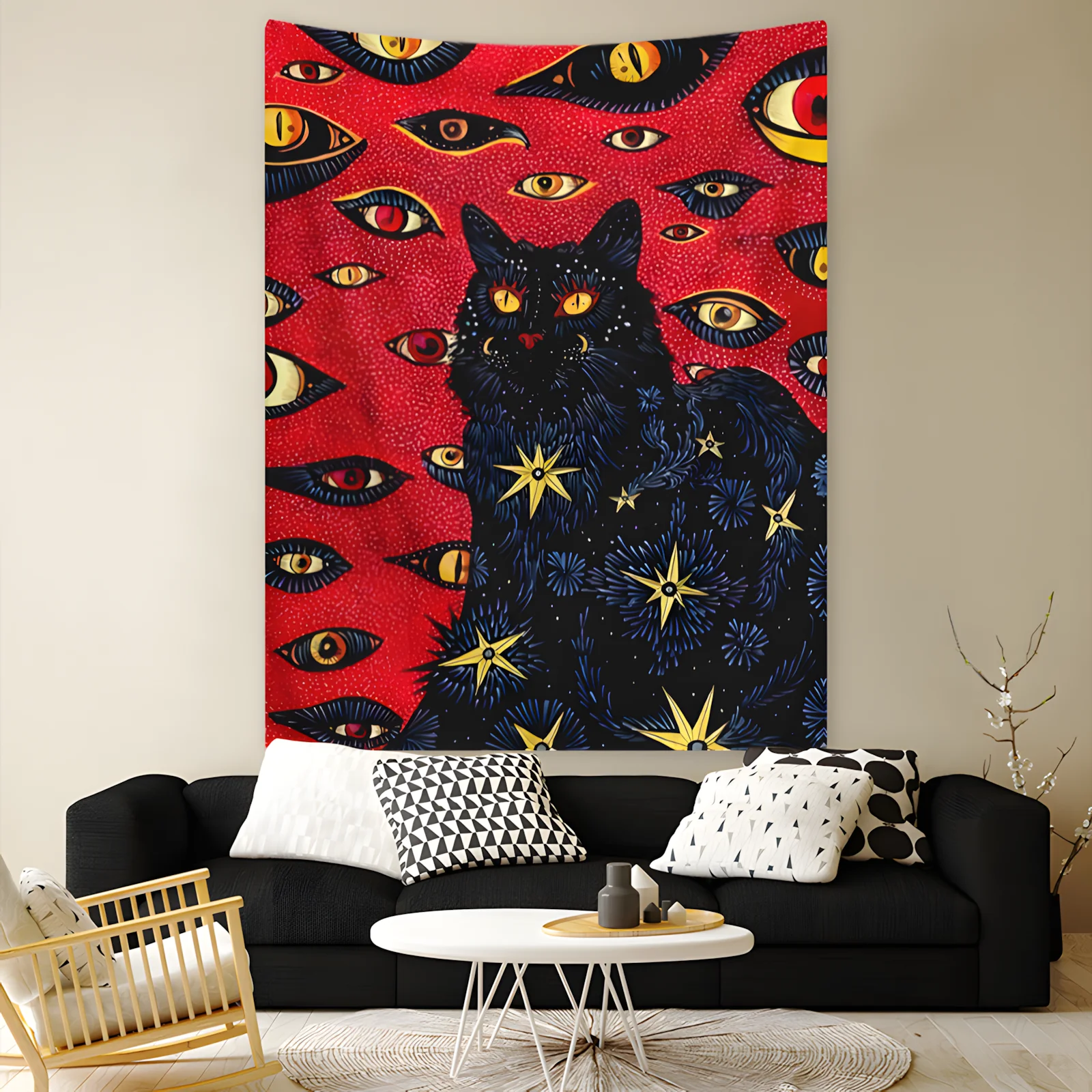 1 Stück Fantasy-Tapisserie mit Katzenmotiv, Schlafzimmer, Wohnzimmer, Heimwanddekoration