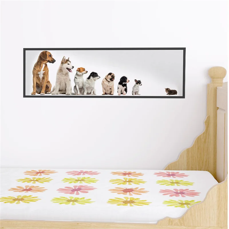 Funny Dogs Cat Pvc Photo Frame Wall Art Stickers For Office Home Decoration Animal Vivid 3d Puppy Kids Room Creative Wall Decal
