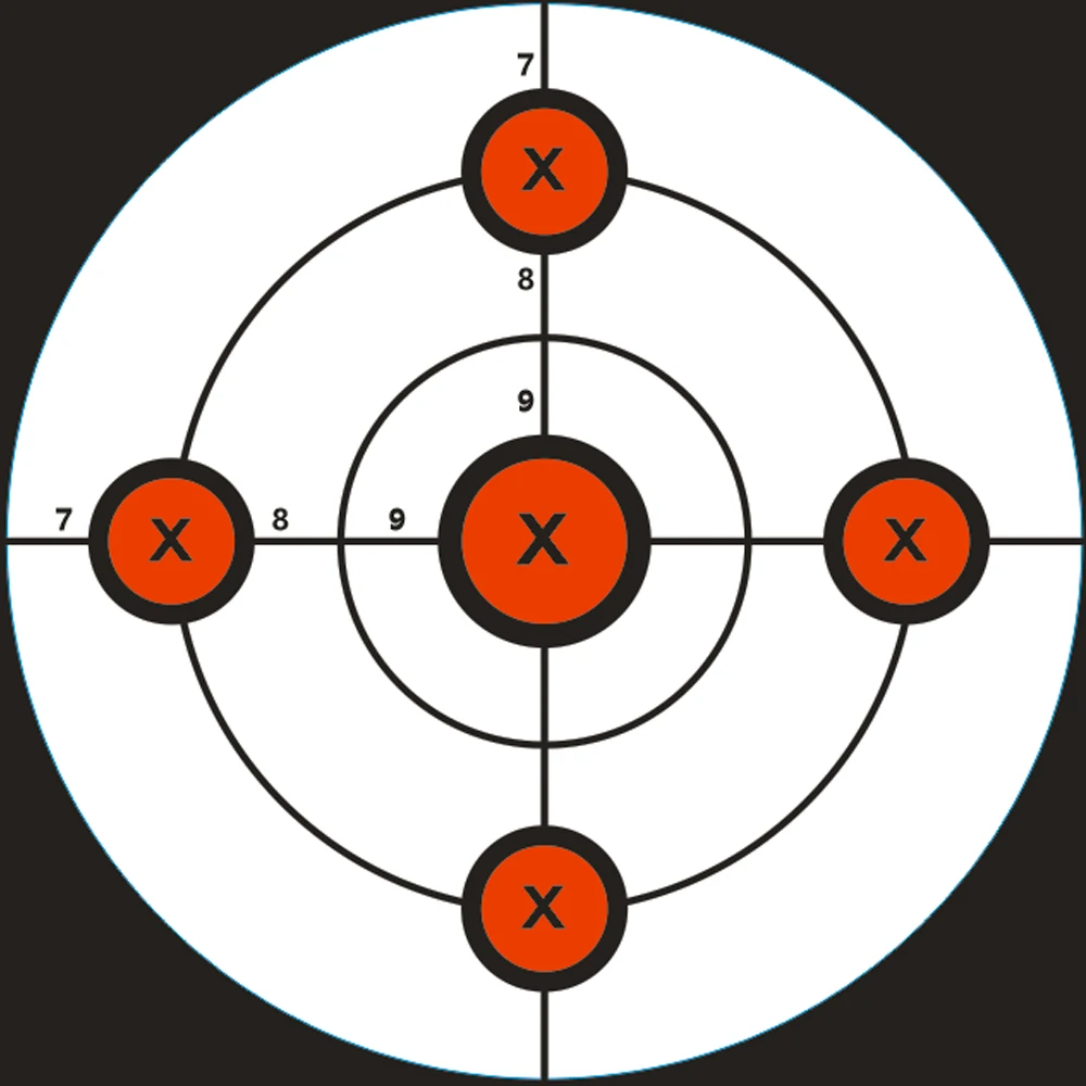 Objetivos de papel de 5,50 "x 5,50" en 100 piezas, tiro de pistola, deportes, 8 opciones para exteriores e interiores, armas de fuego, pistola de aire y BBs de plástico o acero