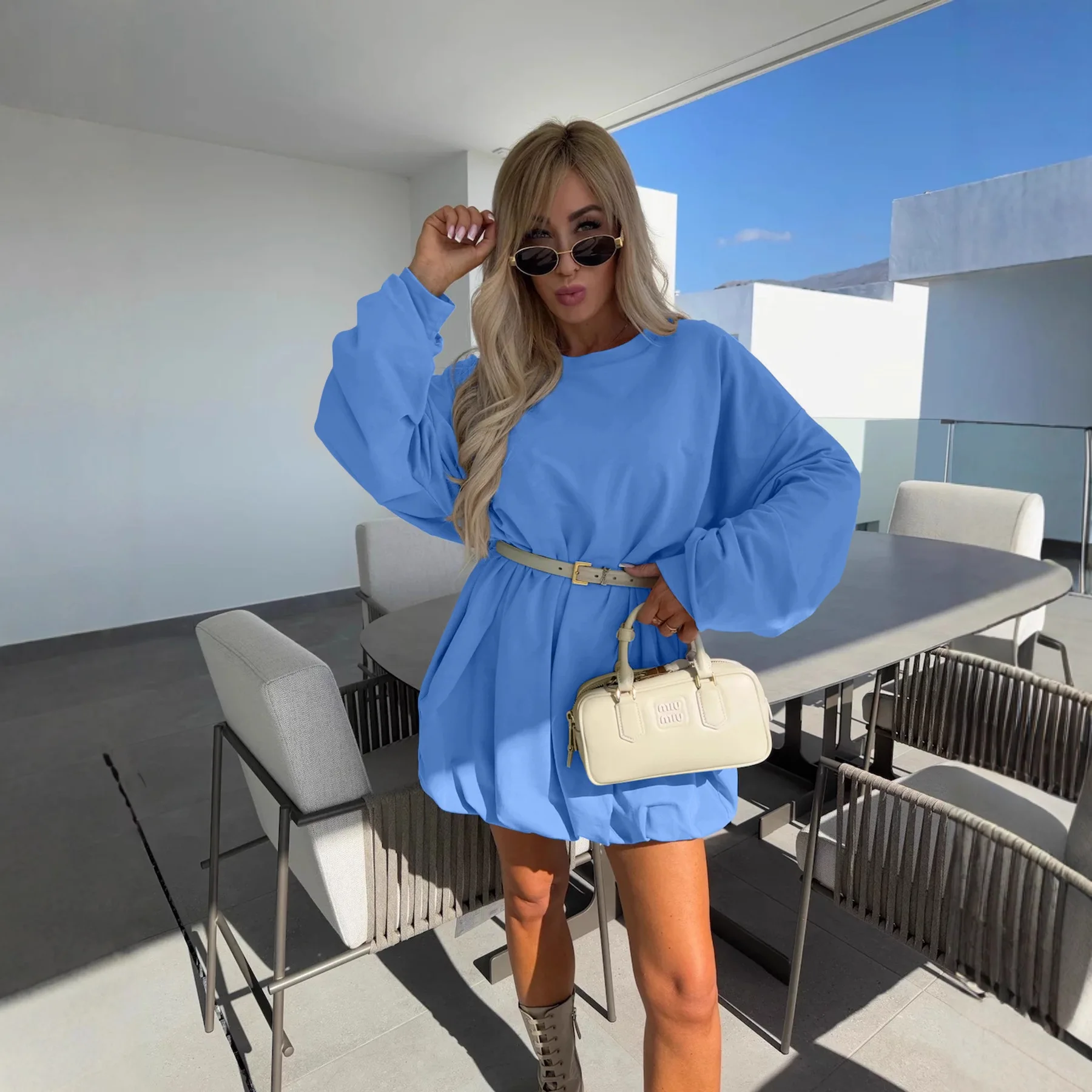 

2025 Autumn Winter New Casual Street Loose Oversize Hoode Dress Fashion Women's O Neck Short Dress Lazy Women's Dresses Vestidos