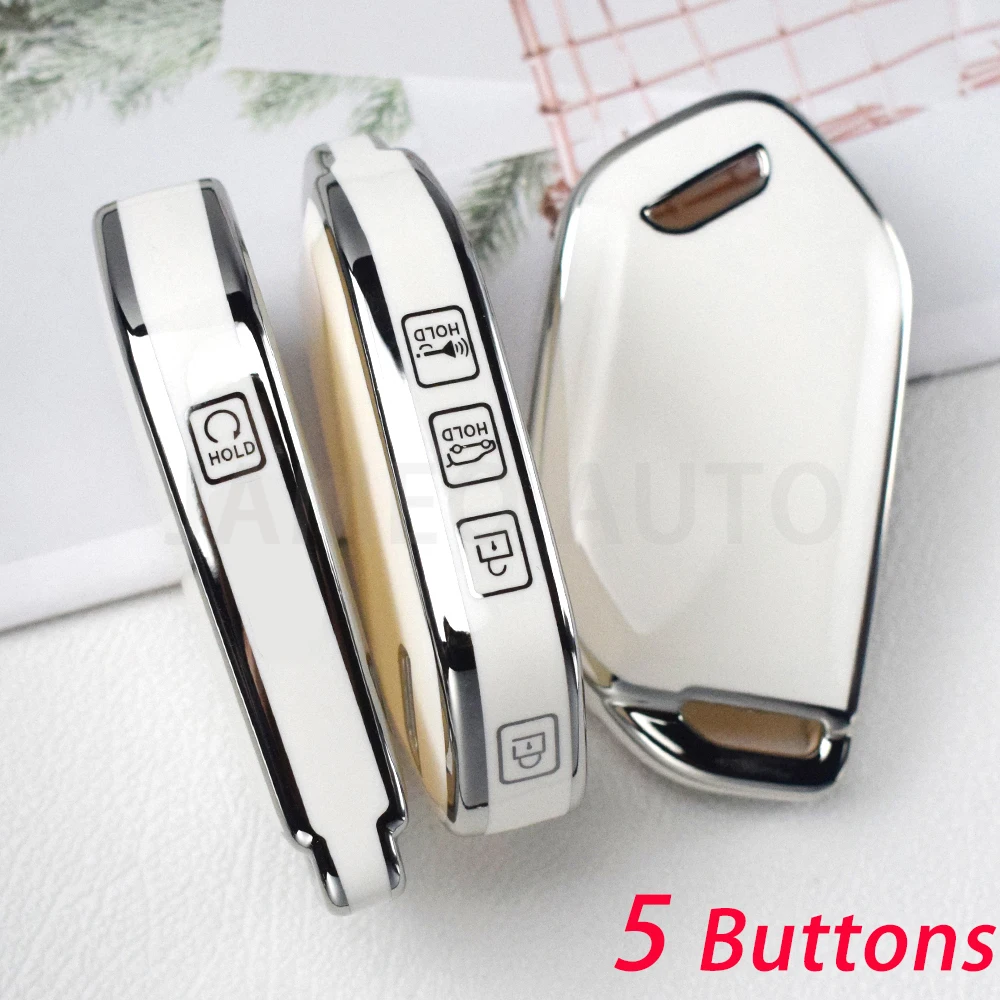 For Kia Carnival EV9 Picanto GT Line 2024 For Hyundai 5 6 7 8 Buttons Silver Smart Remote Key Car Key Case Cover Car Accessories