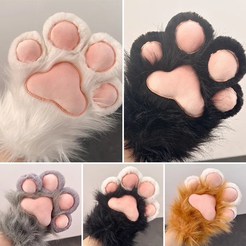 Plush Cute Furry Cat Claw Gloves Faux Fur Fox Paws for Festival Activities Cosplay Costumes Thickened with Velvet Cute Claws