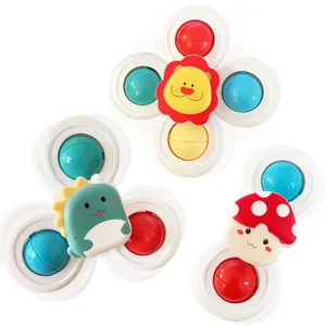 3PC Set Suction Cup Spinning Cartoon Animal Spinner Toys For Kids Window Baby High Chair Table Travel Bath Toy for Children Gift