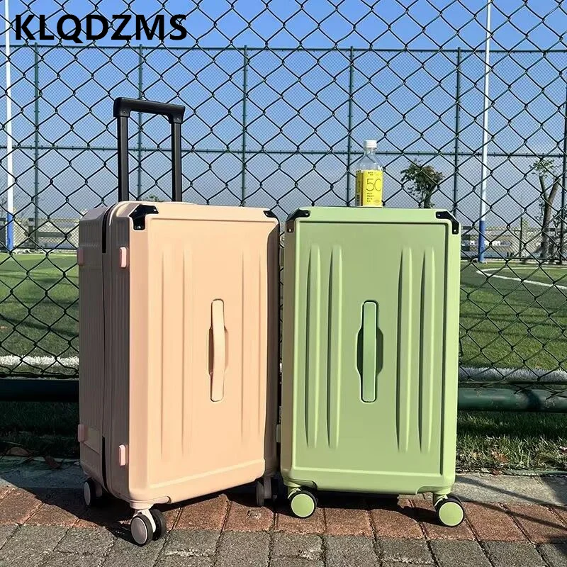 Klqdzms Abs + Pc Bagage 20 "22" 24 "26" 28 Inch Grote Capaciteit Trolley Case Dames Boarding Box Heren Met Wielen Rollende Koffer