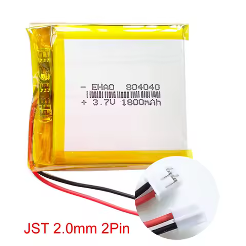 3.7V 1800mAh Lipo Rechargeable Battery 804040 + JST 2.0mm 2Pin Plug For MP3 GPS Navigator DVD Recorder Headset E-book Camera