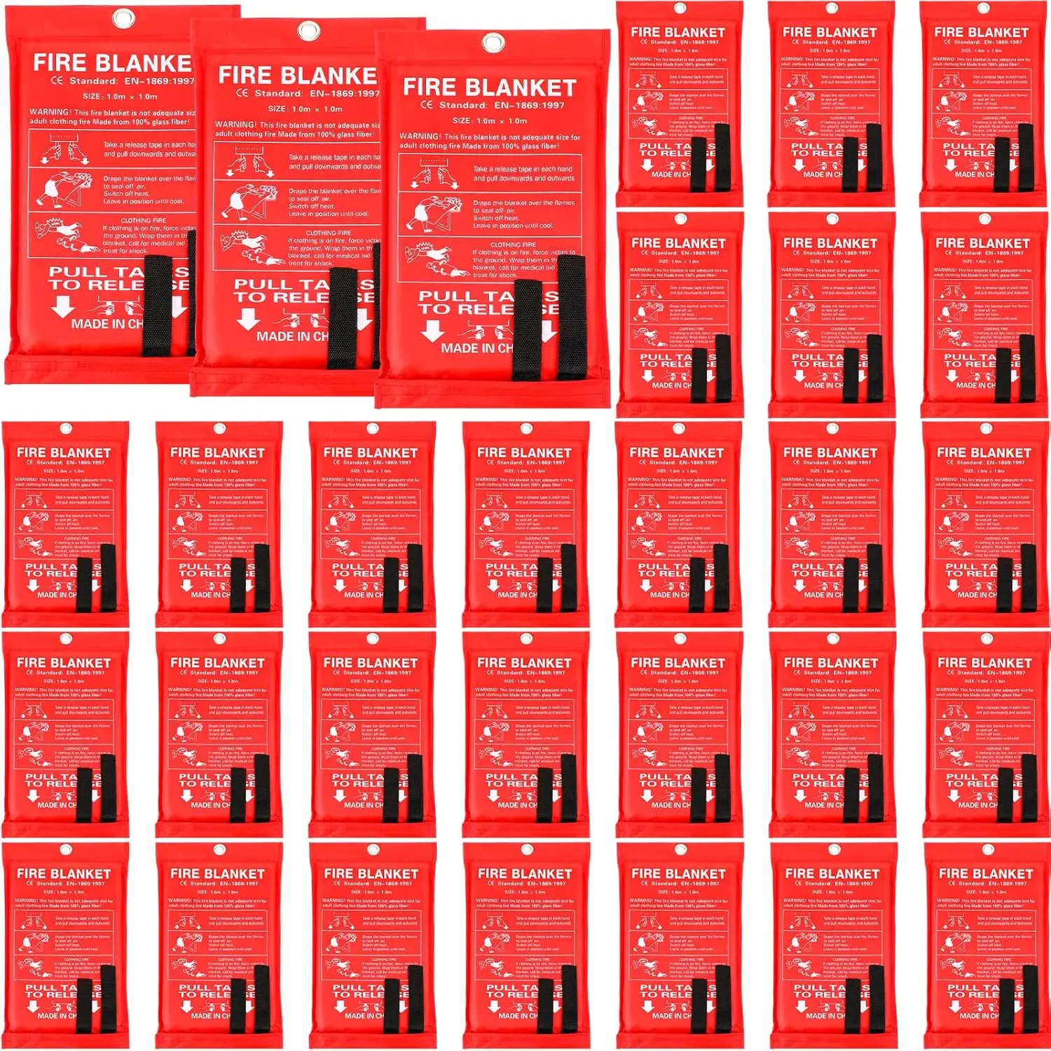

Набор из 30 огнестойких одеял 39x39 дюймов для экстренной защиты дома, кухни, автомобиля, офиса, склада, красные
