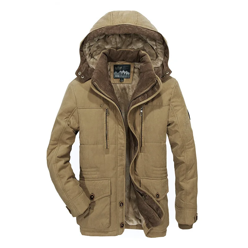 

Winter Men's Thickened Multi Bag Mid Length Middle-aged and Elderly Oversized Cotton Jacket