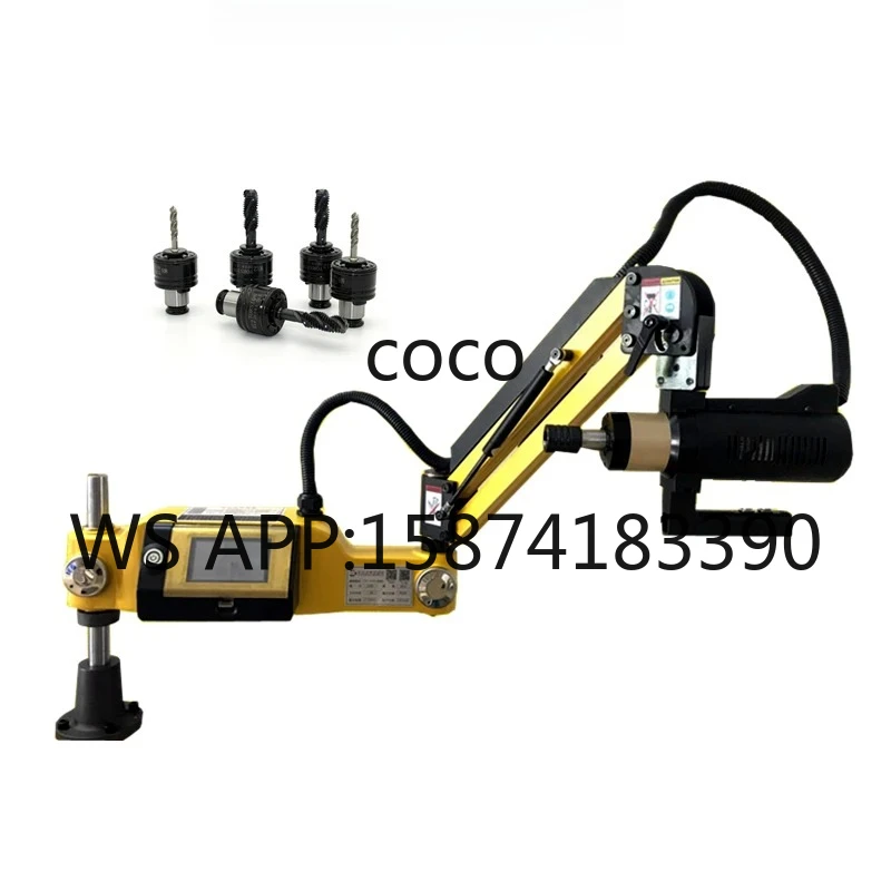 220V Easy Arm Electric Tapping Machine, M3-M16 Vertical Universal Drilling Tapper with Optional ISO JIS DIN Chucks