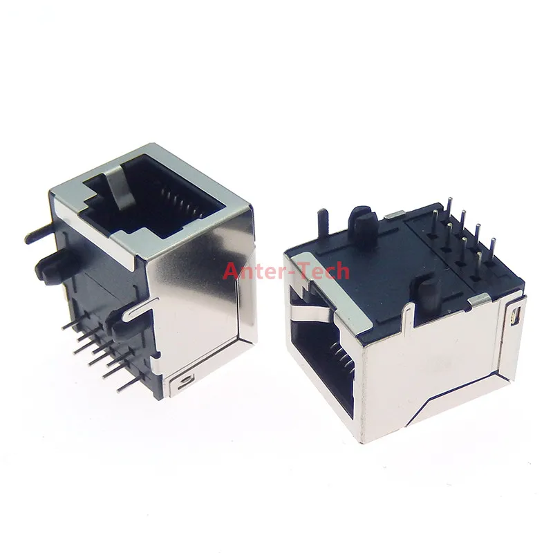 RJ45/18.3 unlit network socket 8P8C PCB horizontal mounting pins Shielded Ethernet interface 90 degree network Internet module