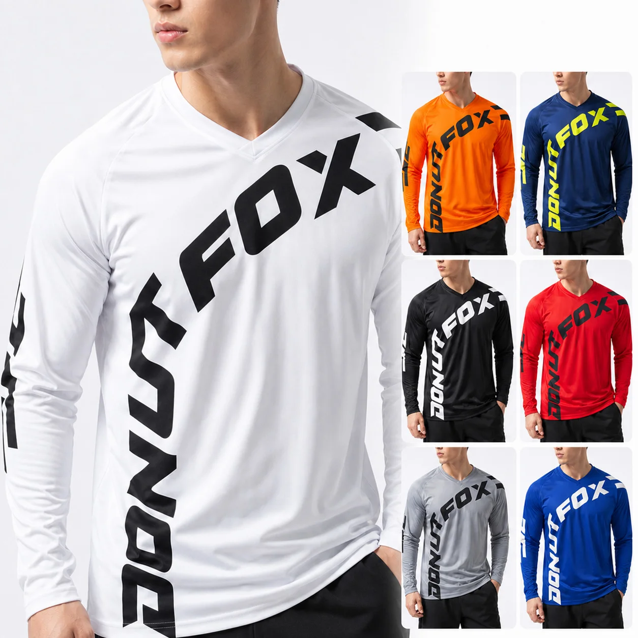 Men Outdoor Recreation MTB Long Sleeve Shirt, Stretchy Quick‑Dry Apparel for Mountain Biking Hiking Camping Sports