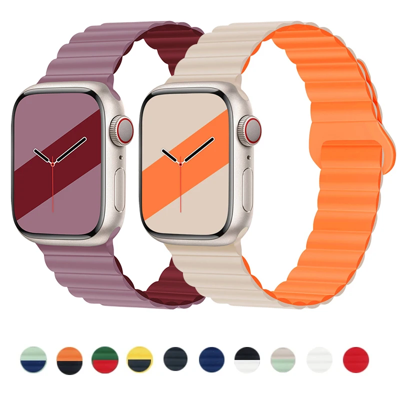 Magnetic Strap for Apple Watch Ultra Band 8 7 SE 6 5 4 3 Silicone Watchband Bracelet IWatch Serie 49mm 45mm 44mm 40mm 41mm 42mm