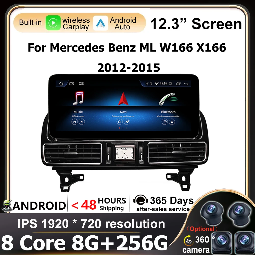 

Автомобильный Android Raido 12,3 дюйма для Mercedes Benz ML/GL 2013-2015 NTG 4,5 мультимедийный видеоплеер с автоматической навигацией GPS беспроводной CarPlay