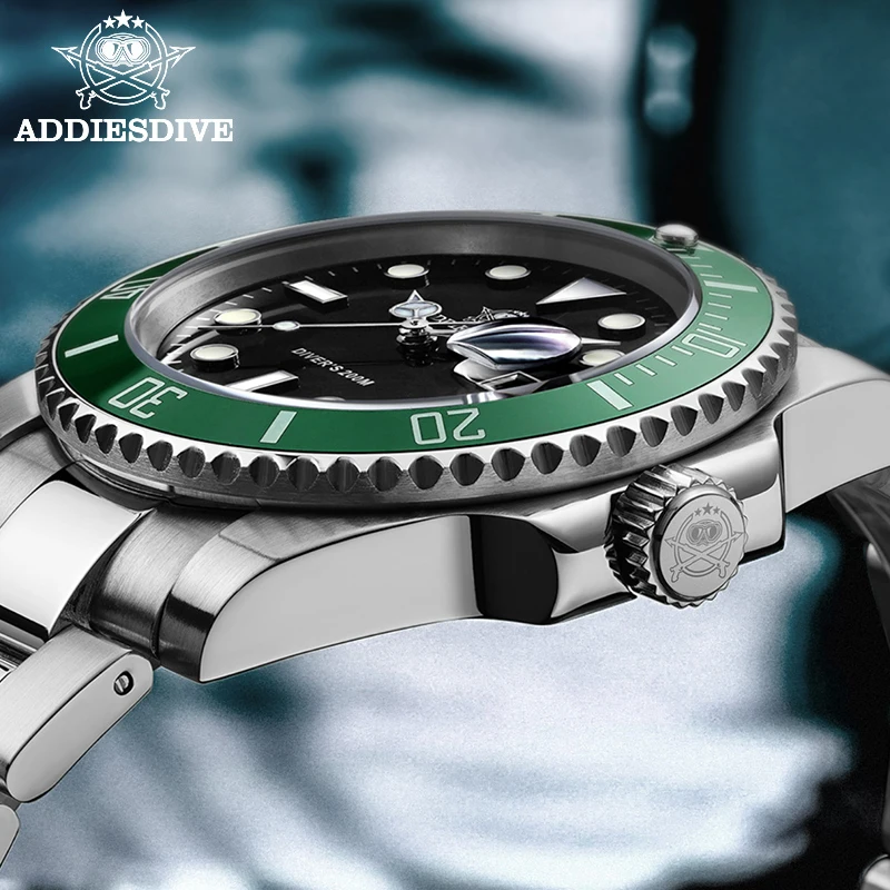 Addiesdive relógio de aço inoxidável masculino europeu e americano negócios lazer relógio de quartzo à prova dwaterproof água esportes ao ar livre relógio