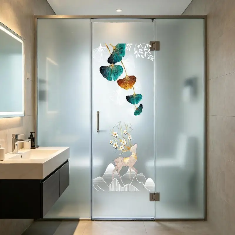 New 2Pcs Anti-static Flower Koi Sticker Plastic 3D Effect Golden Lotus Wall Sticker Chinese Style Glass Door Sticker