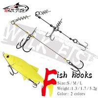 WALK FISH Stinger Fishing Rig Hook for Big Shad Center Pin Screw Connector Pike Bass Perch Bait Barbed Sharp Treble Fish Hook