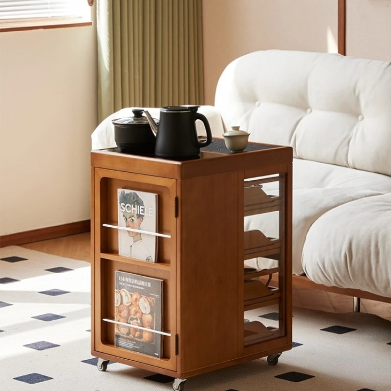 

tea cabinet Small brewing tea table Tea set Cup storage cabinet Living room removable side cabinet Coffee table table