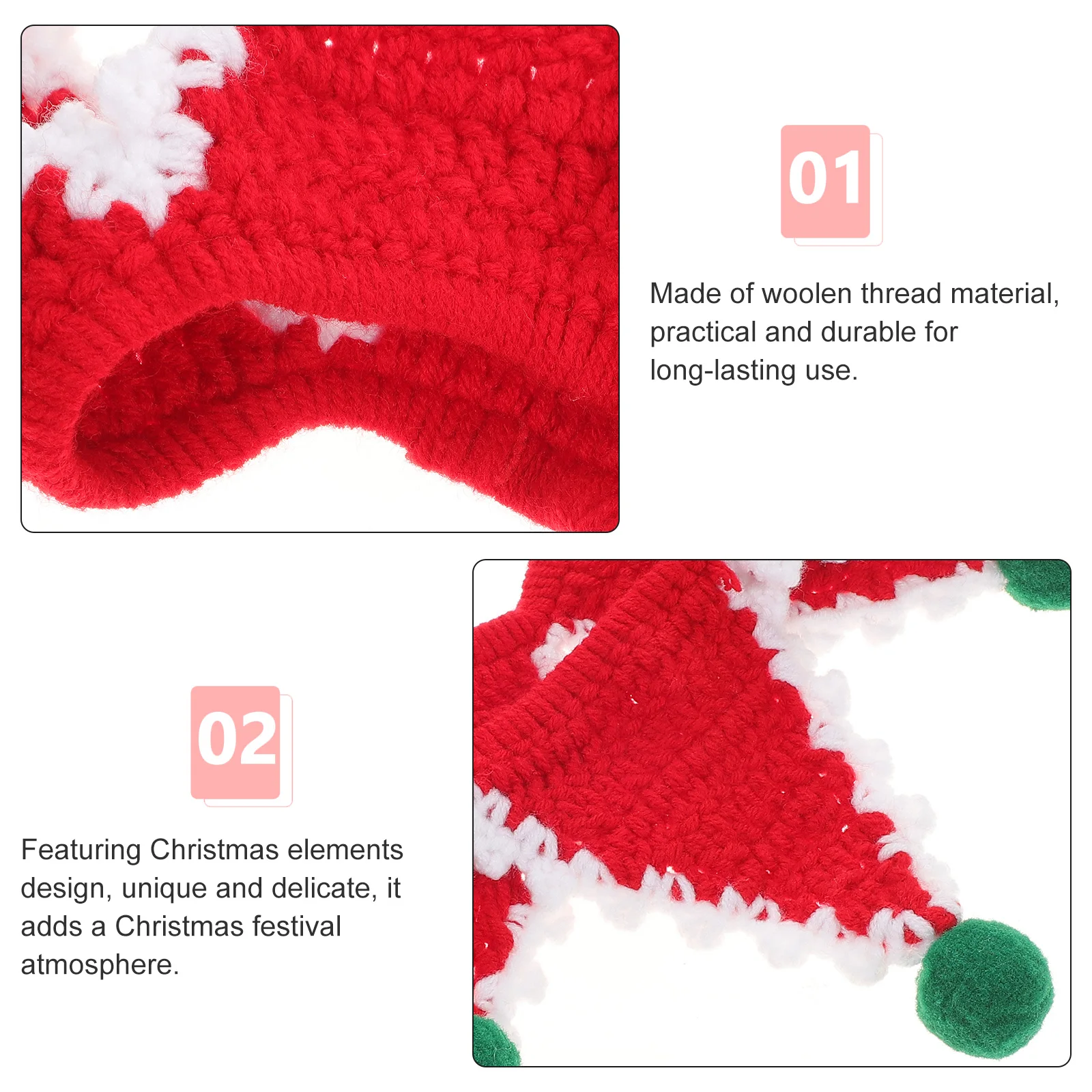

Pet Christmas Collar Dog Scarf Kitten Collars Cat Holiday Knitted Decoration Wool Puppy Scarves