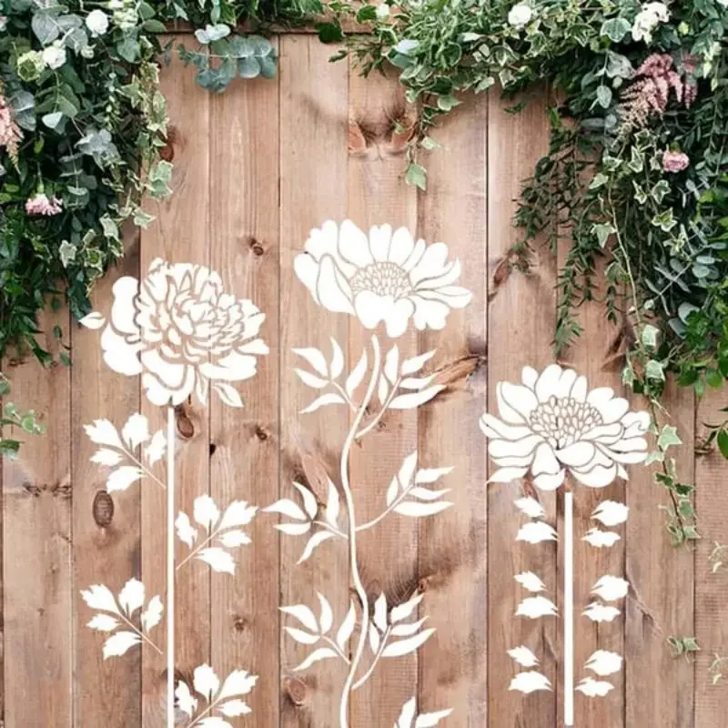 Garden Fence Large Flower Stencils Reuse Painting Flower Templates Wildflower Plants Washable Airbrush Template