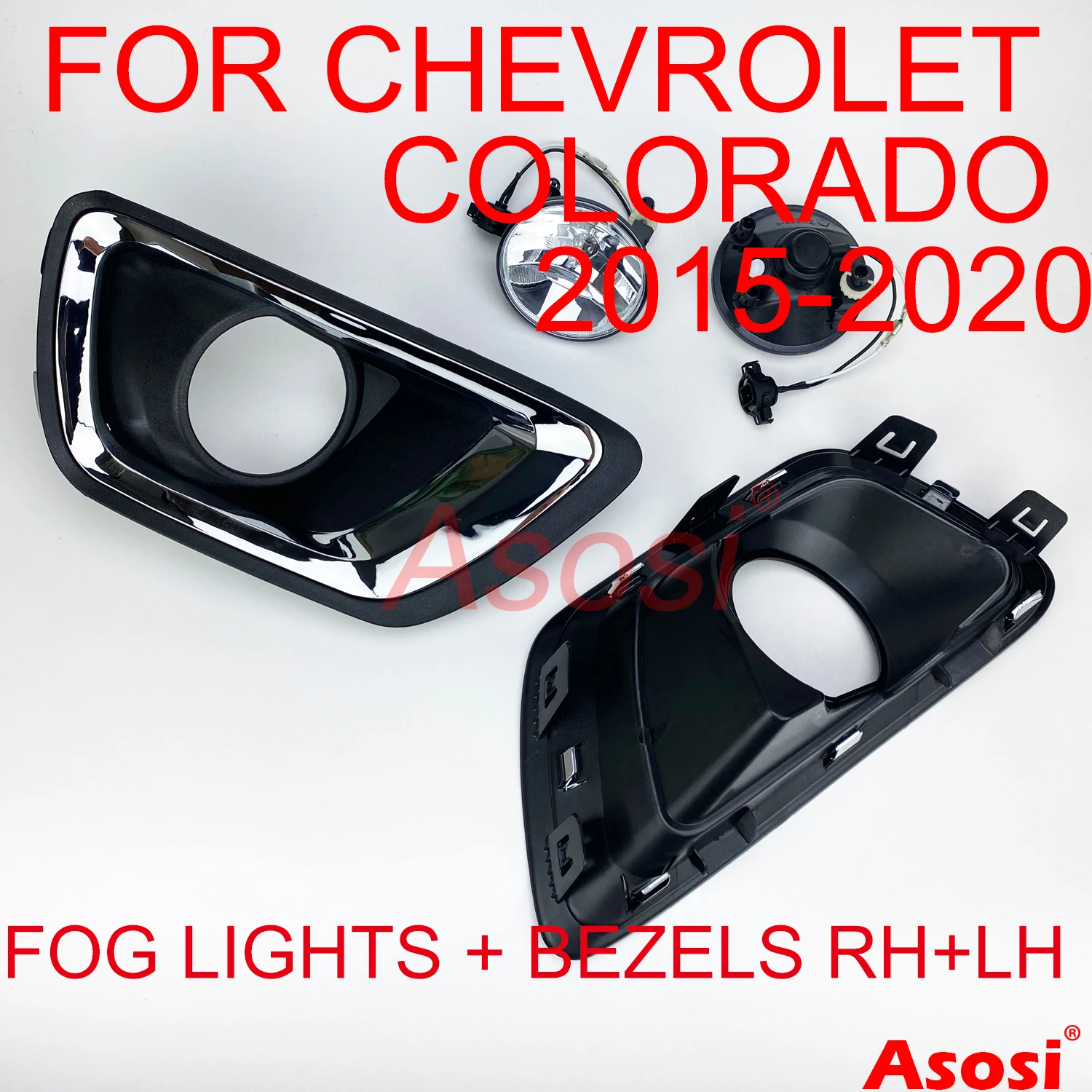 

Bumper Fog Lights + Bezel Trim Cover For Chevy Chevrolet Colorado 2015 2016 2017 2018 2019 2020 Passenger Driver Side