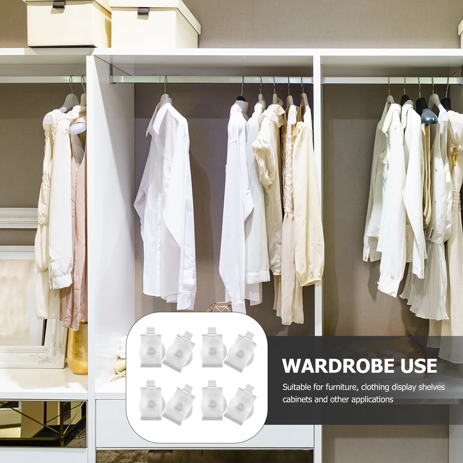 

8pcs Shelf Support Clips Aluminum Alloy Cabinet Hardware Bookcase Pegs Shelving Brackets Strong Durable Easy Install
