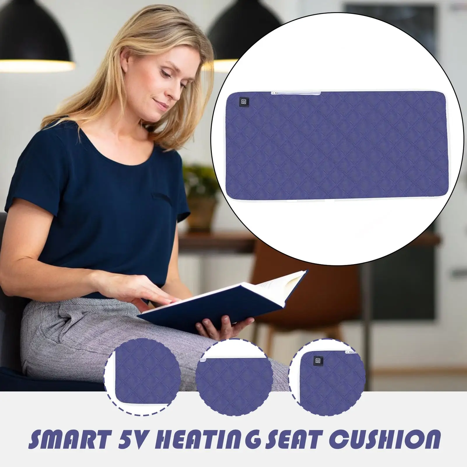 

Seat Heating Pad USB Heated Seat Mat With 3 Heating Levels Soft Warmer Cover For Lumbar Thigh Hip Massage Students Gamers