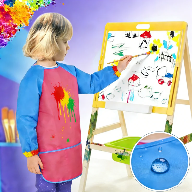 Children's Multifunctional Smock Painting Art Anti-fouling Long-sleeved Smock Art Baking Kitchen Waterproof Smock Durable Bib