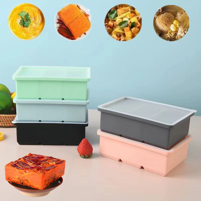

Giant Storage For Food Meal Sauce With Lid Silicone Freezer Trays Extra Large Soup Ice 3 Cubes Tray Food Freezing Molds