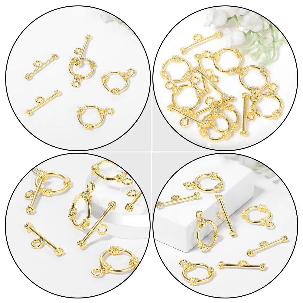 4Sets Rust Resistant Copper Gold Plated Ot Clasp T-Bar Toggle Closure for Jewelry Making DIY Necklace Bracelet Findings Supplies