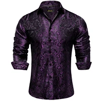 Camisas de seda de Cachemira moradas de lujo para hombre, manga larga, esmoquin de diseñador, camisa de vestir de fiesta de boda para hombre, DiBanGu