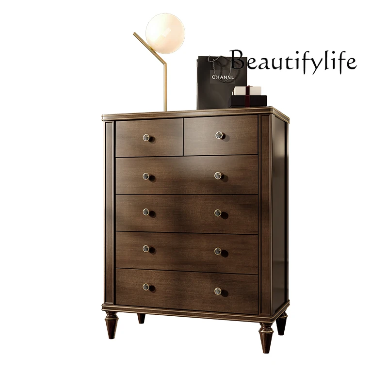 American Chinese Style Chest of Six Drawers Solid Wood Simplicity Entrance Cabinet