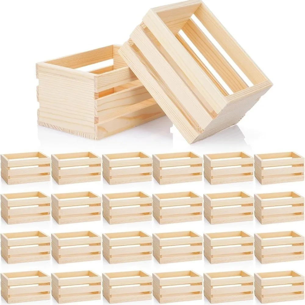 1pc Wooden Dollhouse Wooden Crate Multi-Size DIY Miniature Craft Dollhouse Mini Wood Box Open-Top Mini Vegetable Basket