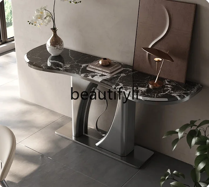 

Modern light luxury entrance table Natural luxury stone Microcrystalline stone Italian minimalist corridor aisle cabinet