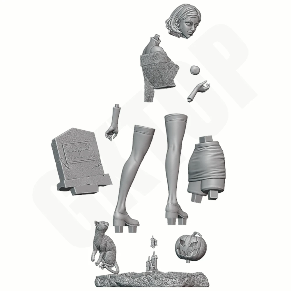 

Серая 3D-печатная модель из смолы, масштаб 1/24, статуэтка ведьмы на Хэллоуин, несобранная, неокрашенная, коллекционная миниатюрная модель, игрушка-декор для самостоятельной сборки