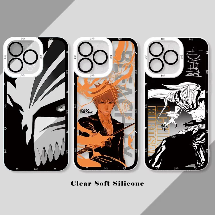 Anime Bleach Kurosaki Ichigo Case For iPhone 16 Pro Max 15 14 Plus 13 12 11 Pro XR XS X 8 7 SE 2020 Shockproof Silicone Cover